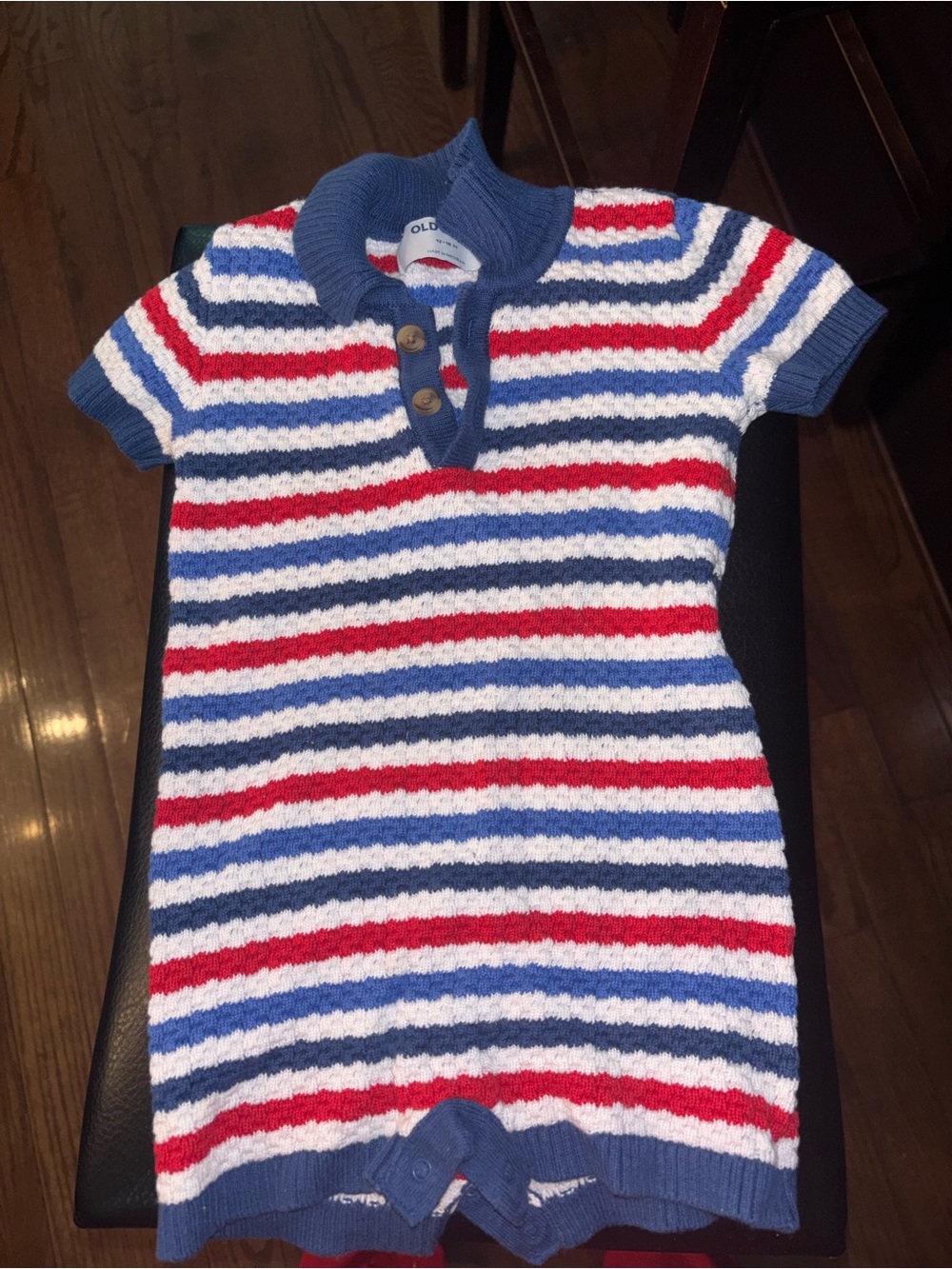 Old Navy Red, White & Blue Striped Knit Kids Romper